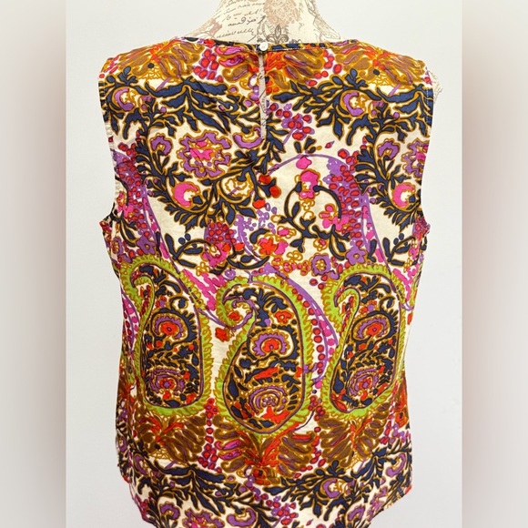 Talbots navy and pink paisley print sleeveless top size 14P - Picture 4 of 12